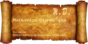 Matkovics Dionízia névjegykártya